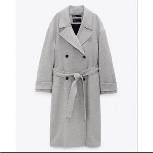 ZARA NWT Gray Oversized Oversized Italian Manteco Wool Blend Coat XS